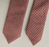 Gingham check skinny tie red brown colour narrow slim very good condition